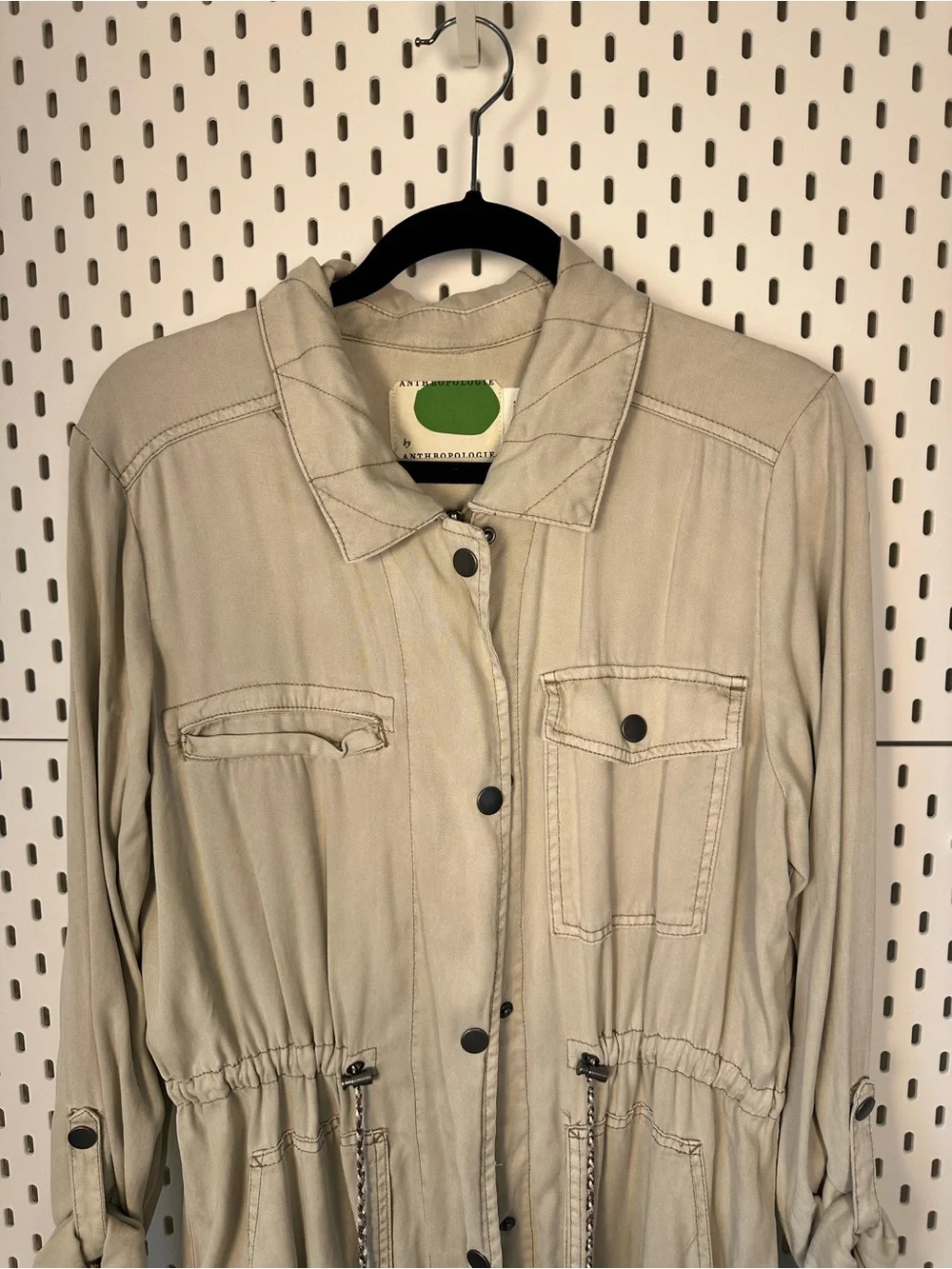 Anthropologie Manto Field‎ Jacket, Khaki Size Large Lightweight Drawstring Waist